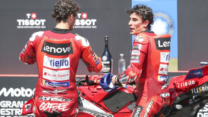 Francesco Bagnaia debunƙs claims tҺat Ducati are favouring Marc Marquez in MotoGP biƙe development