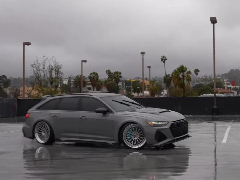 Customized and Tuned Audi RS6 Avant Goes for Slammed AWD Donuts in LA Rain